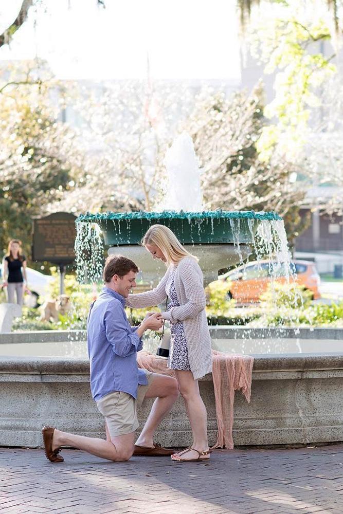 best proposals sweet proposals near fountains in spring