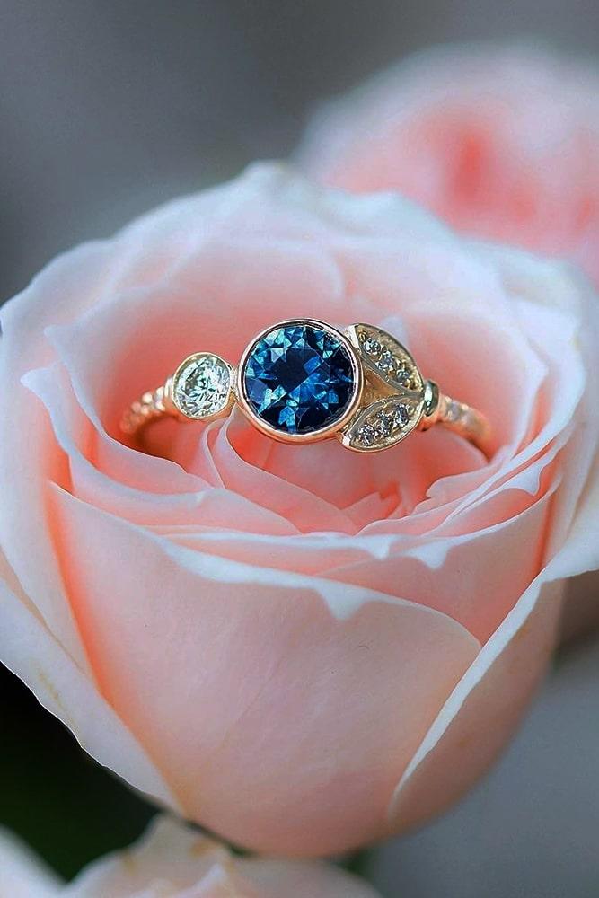 flower engagement rings unique engagement rings rose gold engagement rings sapphire rings