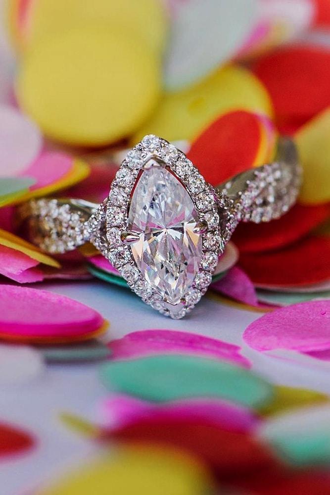 kirk kara engagement rings halo engagement ring white gold marquise cut diamond halo twisted pave band kirk kara min