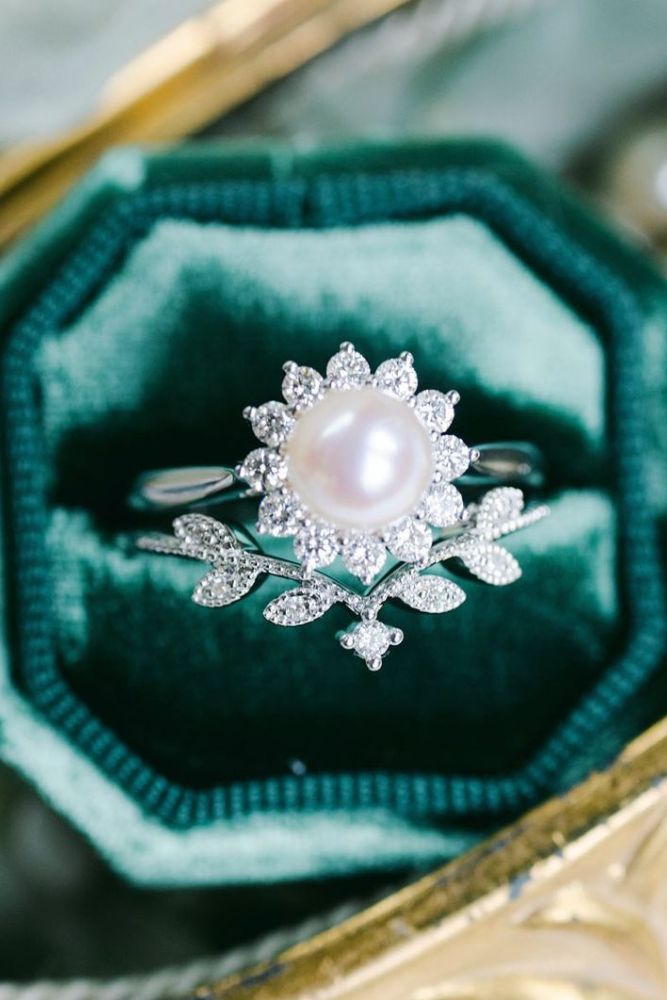 pearl engagement rings halo rings1