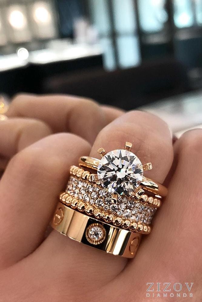 ring trends romantic rose gold ring in set round cut diamond amazing