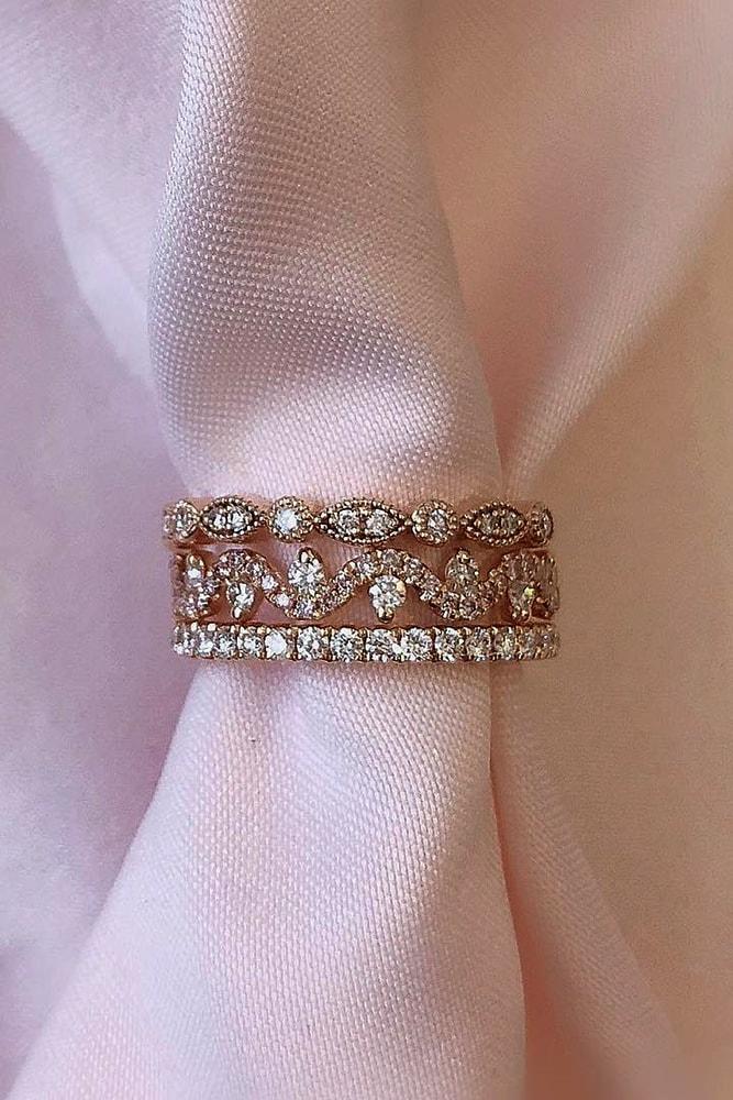 ring trends rose gold round cut and pear cut diamonds eternity band rings