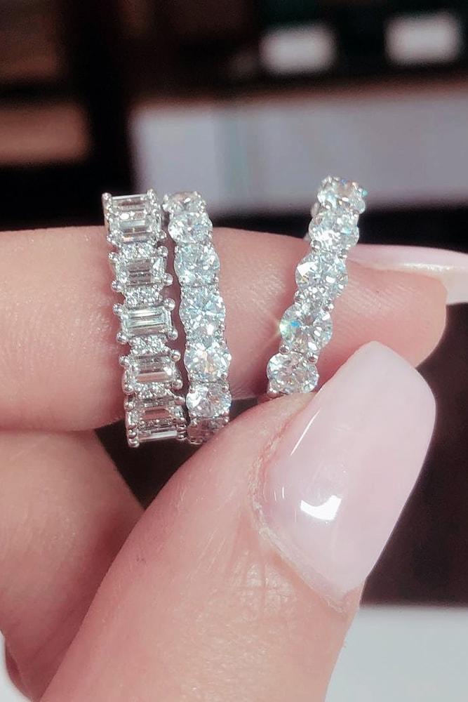 ring trends white gold round cut and emerald cut diamonds eternity band rings amazing