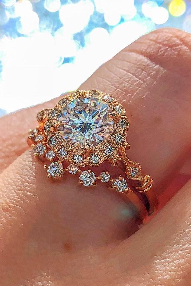 Litetao Rings Women Diamond Band Rings Rose Floral Ring Wedding Engagement Jewelry 
