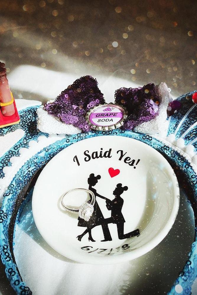save the date ideas with plate and engagement ring i said yes