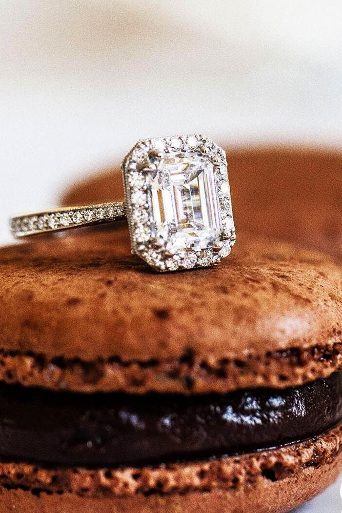 tacori engagement rings emerald cut diamond halo engagement ring rose gold pave band