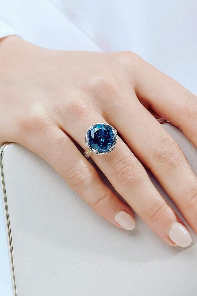 tacori engagement rings round cut blue topaz rose gold