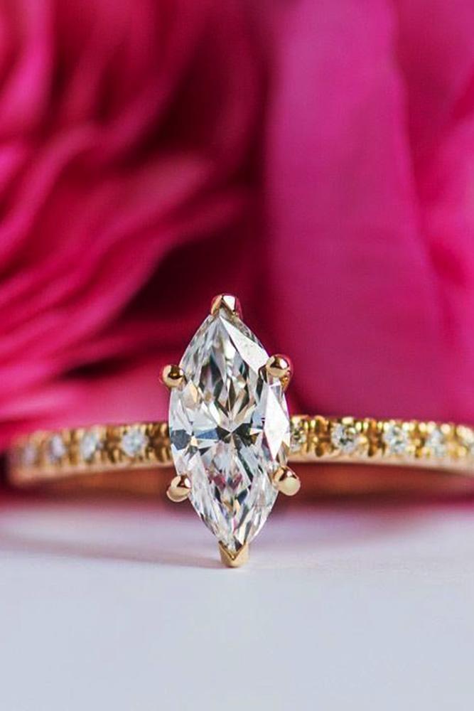 yellow gold engagement rings simple engagement rings in yellow gold marquise cut diamond pave band with diamonds
