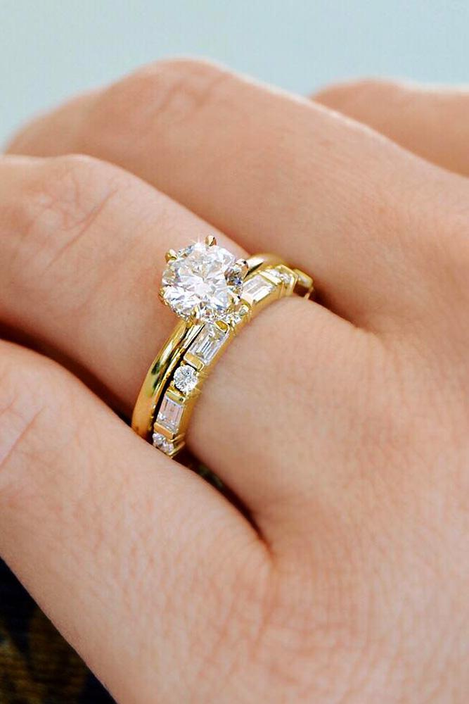 Yellow Gold Engagement Rings Wedding Ring Sets In Yellow Gold Round Cut Diamond Solitaire Simple Ascotdiamondsatlanta 