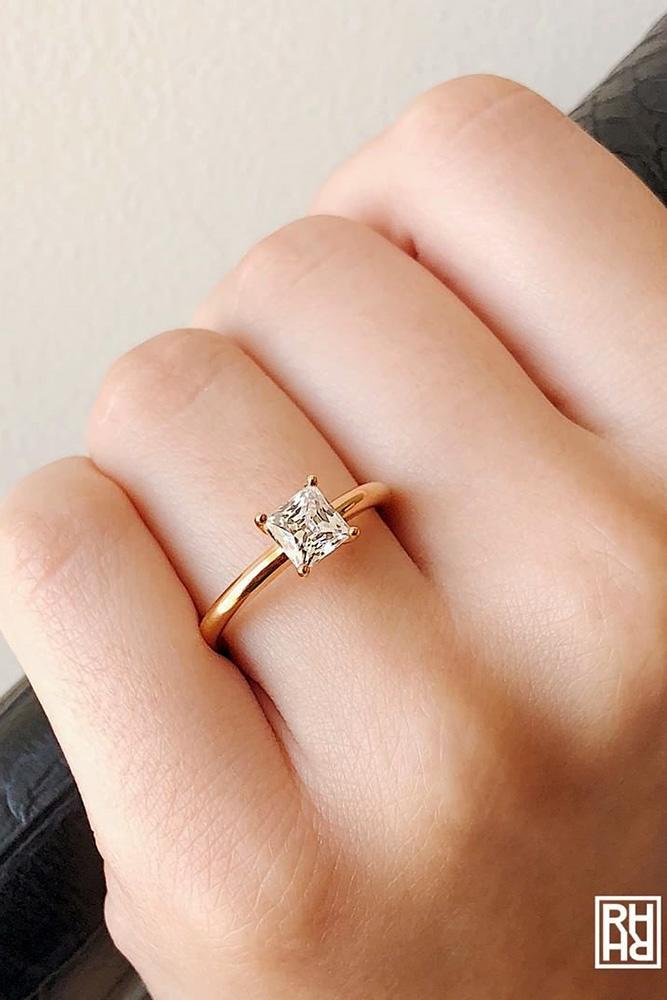 classic engagement rings rose gold engagement rings princess shaped diamond rings proposal rings