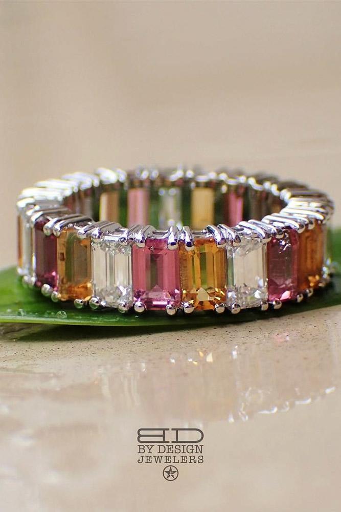 emerald engagement rings emerald cut yellow pink white gemstones eternity band rings amazing