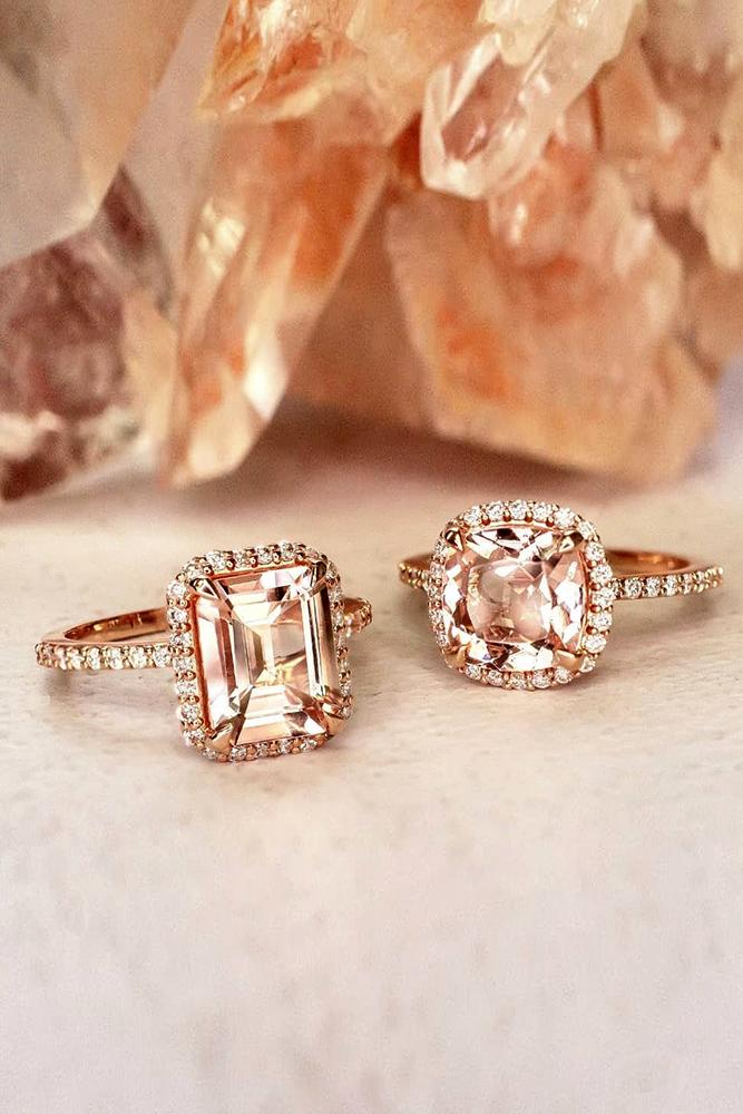 morganite engagement rings rose gold engagement rings halo engagement rings