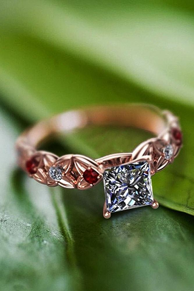 princess cut engagement rings rose gold engagement rings diamond engagement rings unique rings