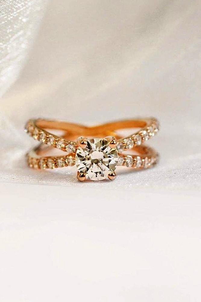ritani engagement rings rose gold engagement rings diamond rings round engagement rings pave split shank rings