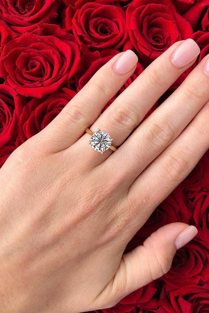 round engagement rings rose gold engagement rings solitaire engagement rings simple engagement rings