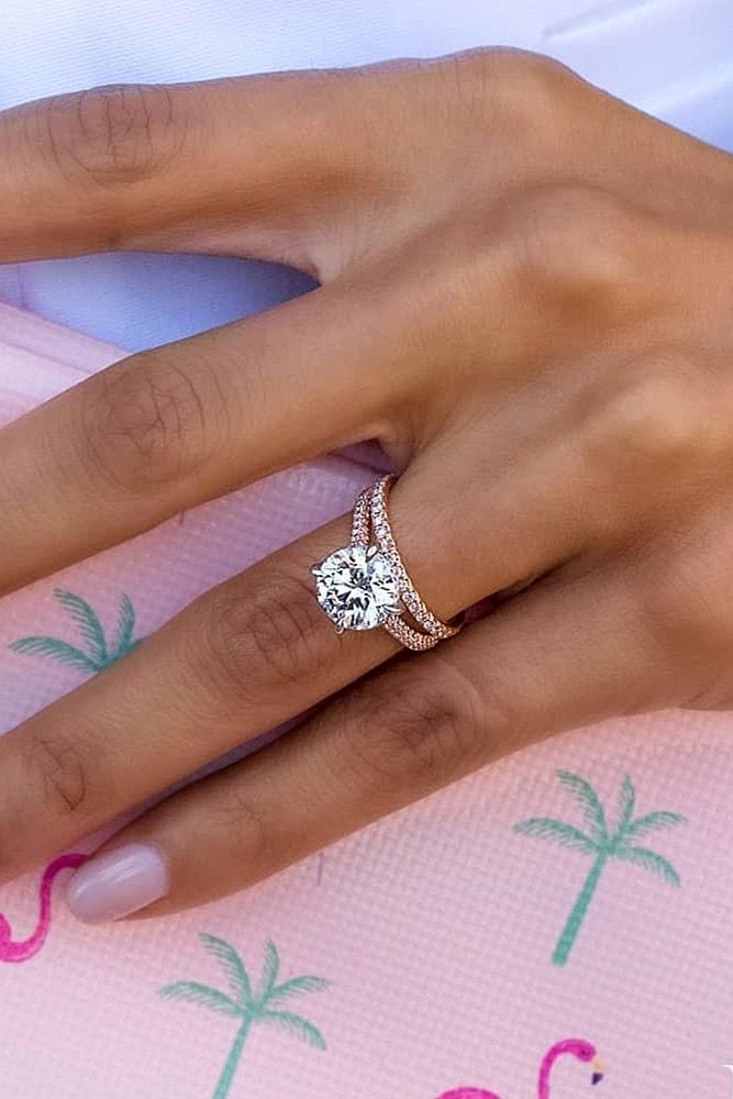 round engagement rings rose gold engagement rings wedding ring set for woman