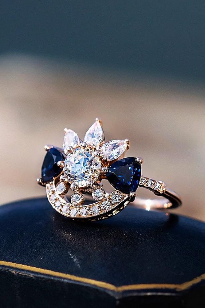 sapphire engagement rings rose gold engagement rings unique engagement rings diamond engagement rings ring boxes