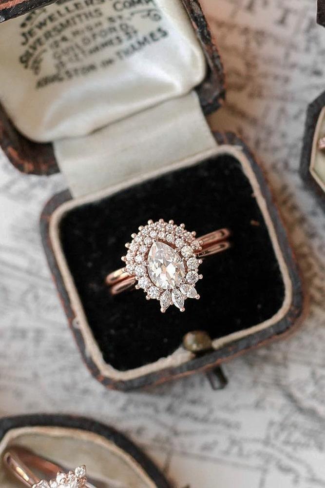 unique wedding rings diamond engagement rings pear cut engagement rings modern engagement rings rose gold wedding ring sets