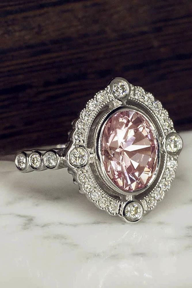 vintage engagement rings gemstone rings oval engagement rings white gold engagement rings diamond pave band