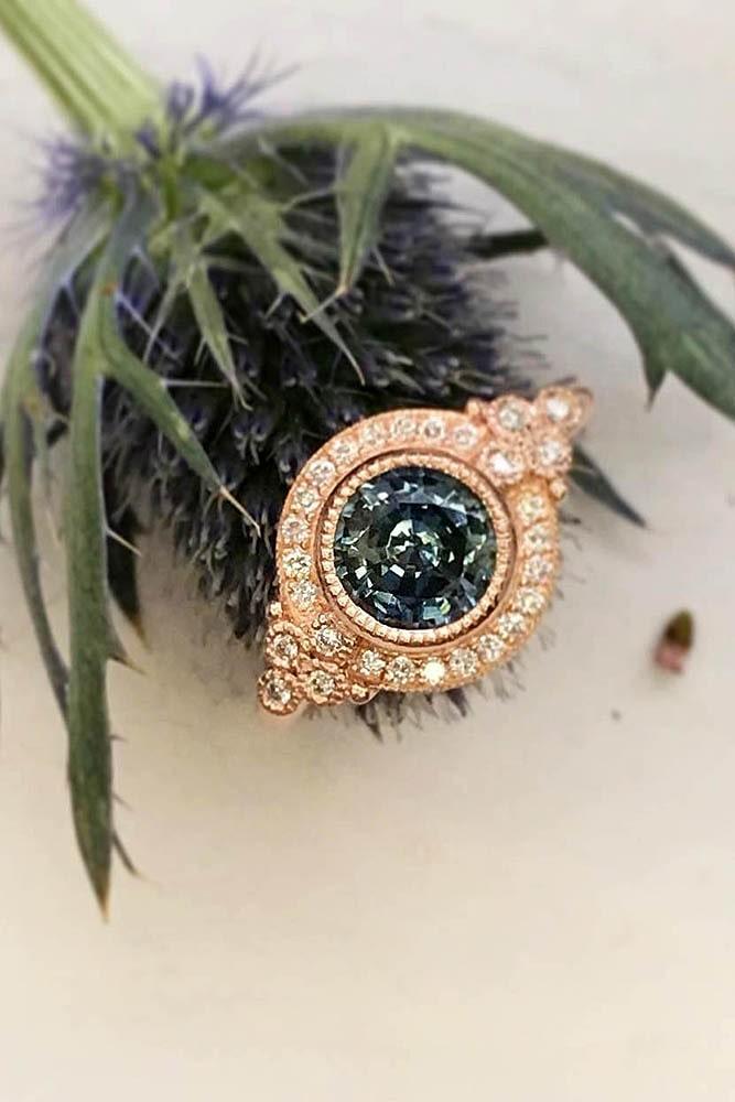 vintage engagement rings gemstone rings round engagement rings rose gold engagement rings diamond pave band