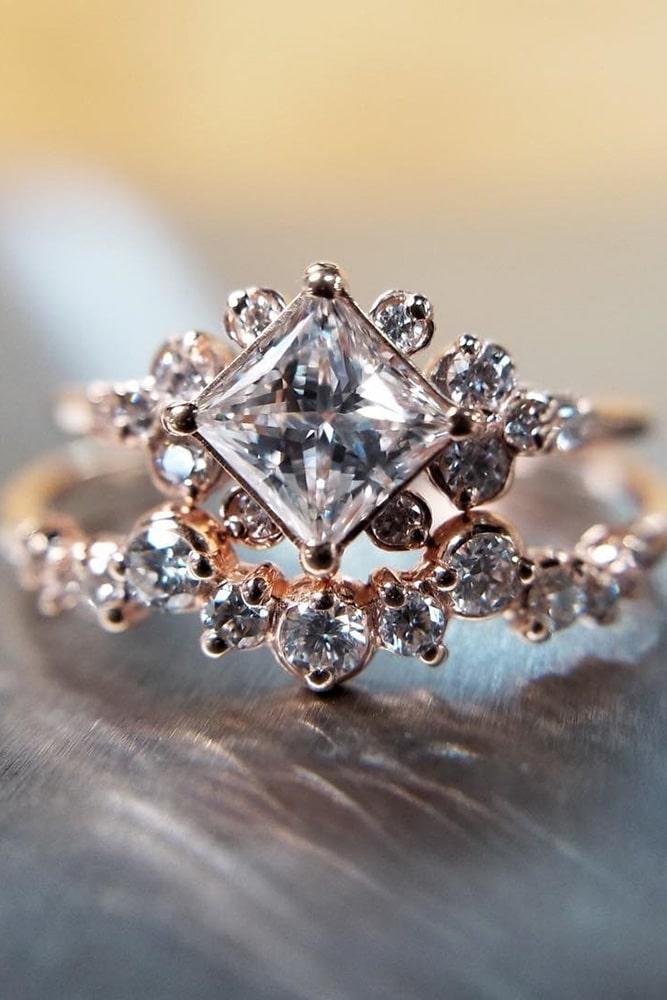 wedding ring sets rose gold engagement rings unique engagement rings floral engagagement rings