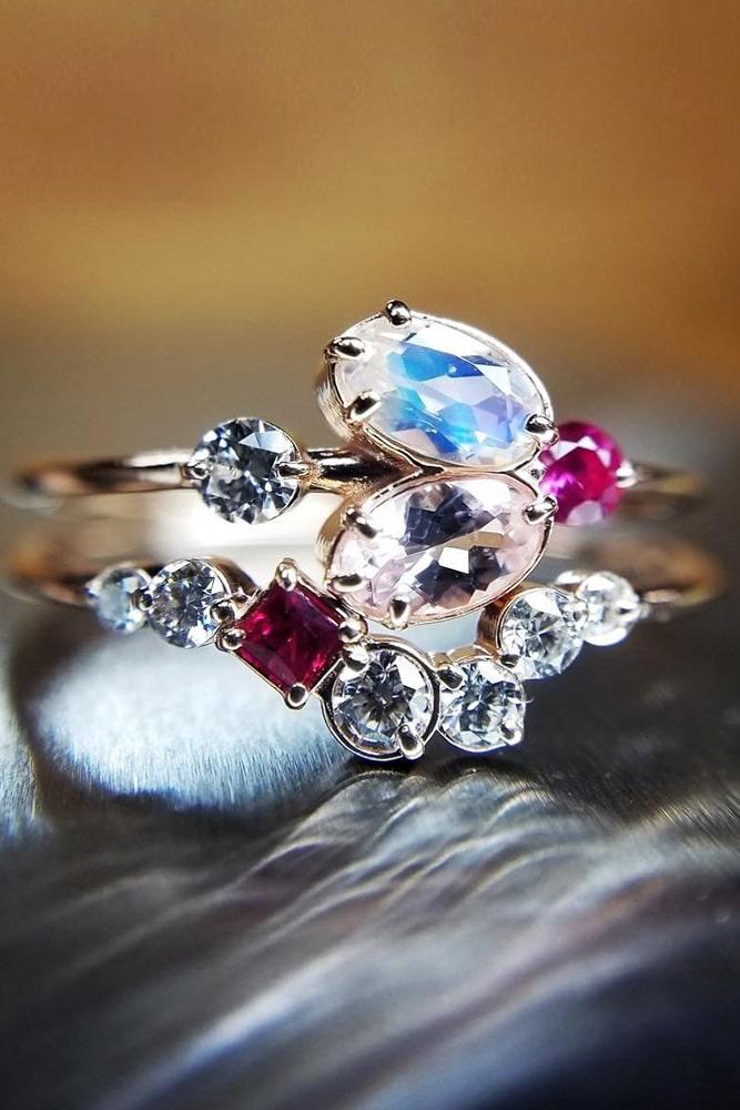 wedding ring sets rose gold ring sets unique engagement rings floral engagagement rings
