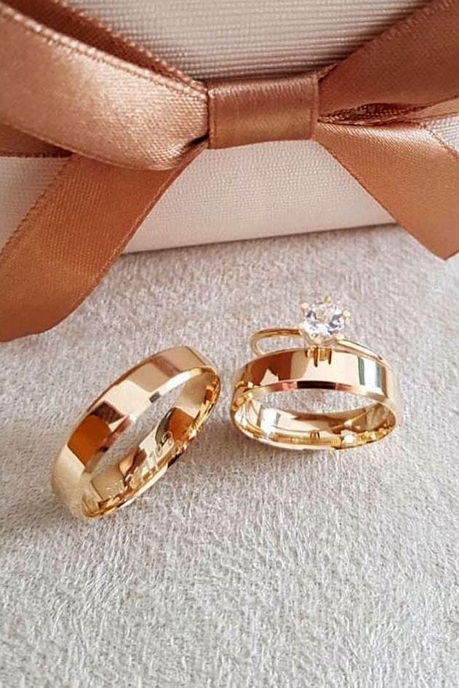 rose gold engagement rings solitaire simple classic wedding set diamond