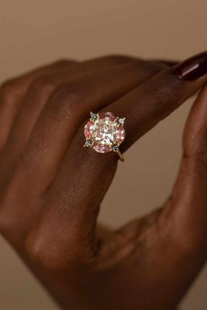 best vintage engagement rings with colored gemstones