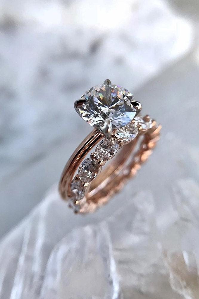 bridal sets rose gold wedding ring sets rose gold engagement rings diamond wedding rings ring trends