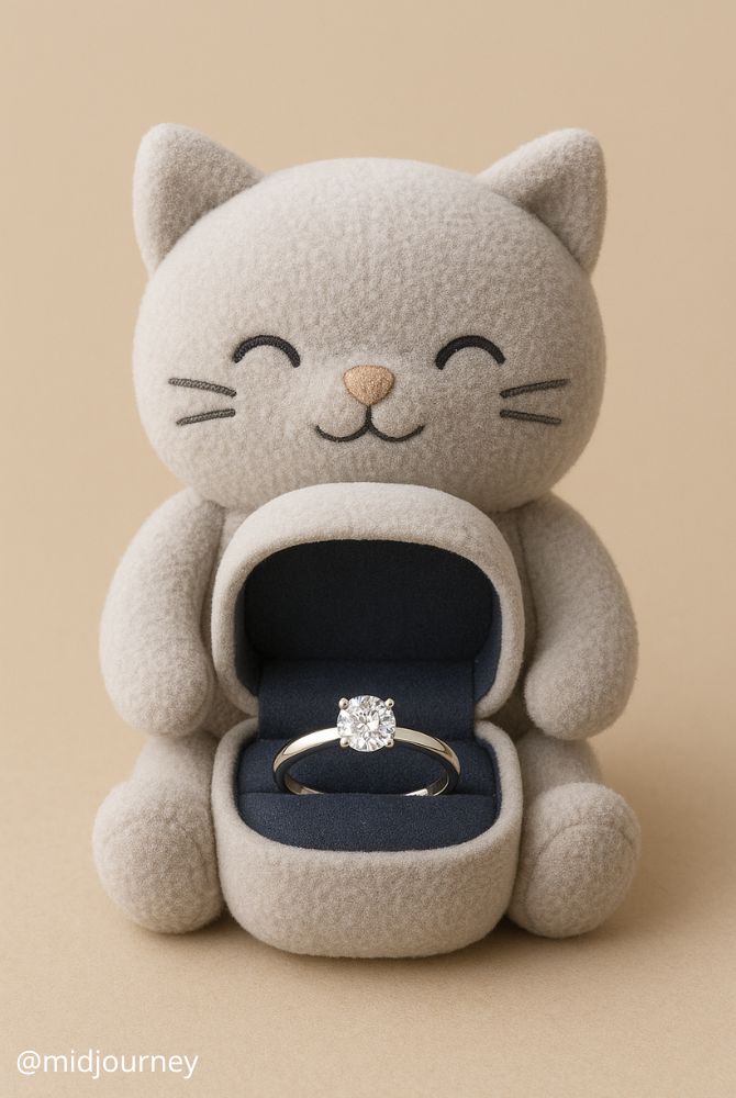 christmas proposal wedding ring in toy kitty fun proposal midjourney