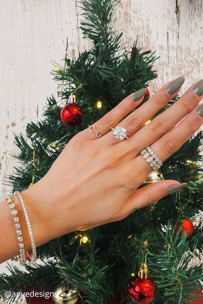 christmas proposal wedding ring on hand circle tree anyedesigns