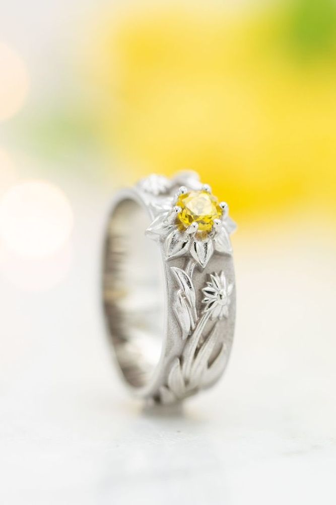 modern engagement rings floral rings