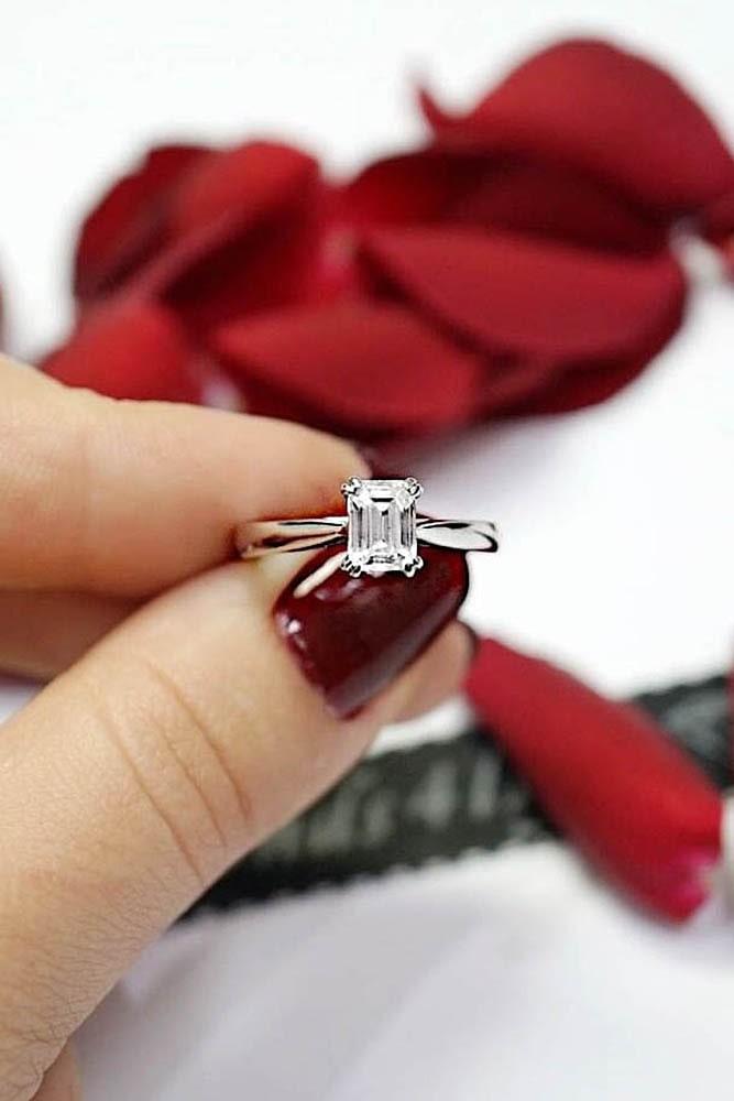 simple engagement rings white gold engagement rings solitaire engagement rings emerald cut engagement rings