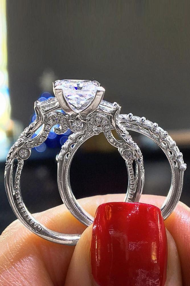 wedding ring sets white gold wedding ring sets round engagement rings diamond rings unique bridal sets