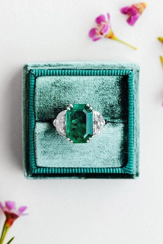 white gold engagement rings gemstone engagement rings ring boxes three stone engagement rings emerald cut engagement rings