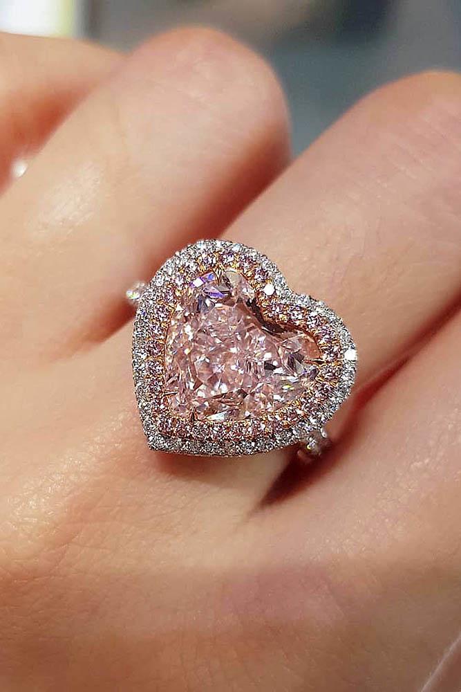 white gold engagement rings heart cut engagement rings halo rings pink diamond rings best engagement rings