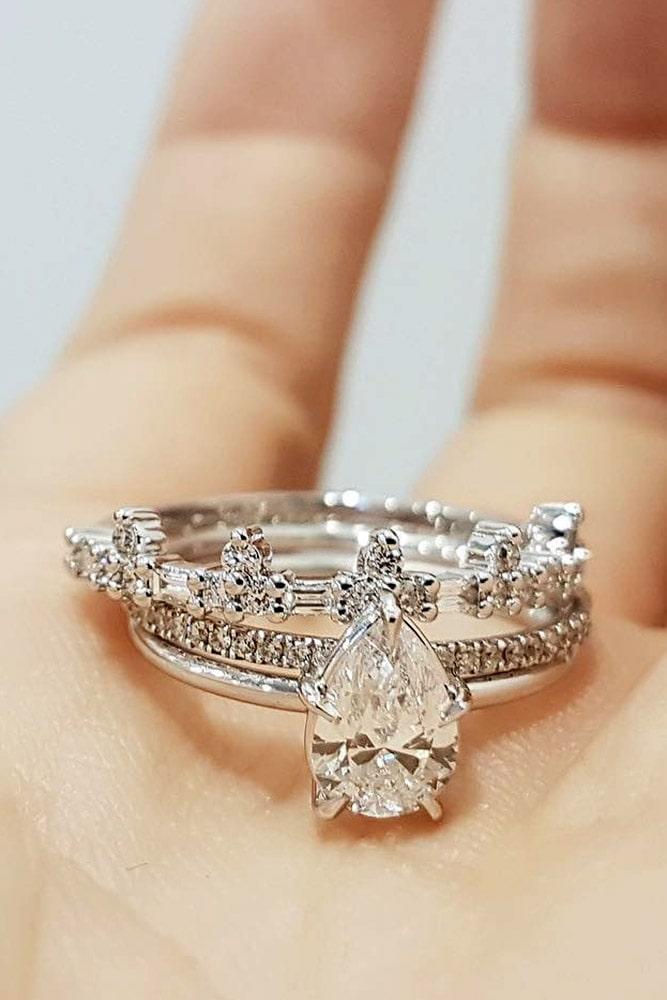 bridal sets pear cut wedding rings unique wedding rings unique bridal sets white gold engagement rings