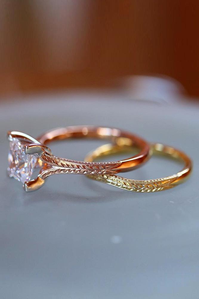 bridal sets rose gold wedding rings rose gold engagement rings diamond engagement rings round engagement rings