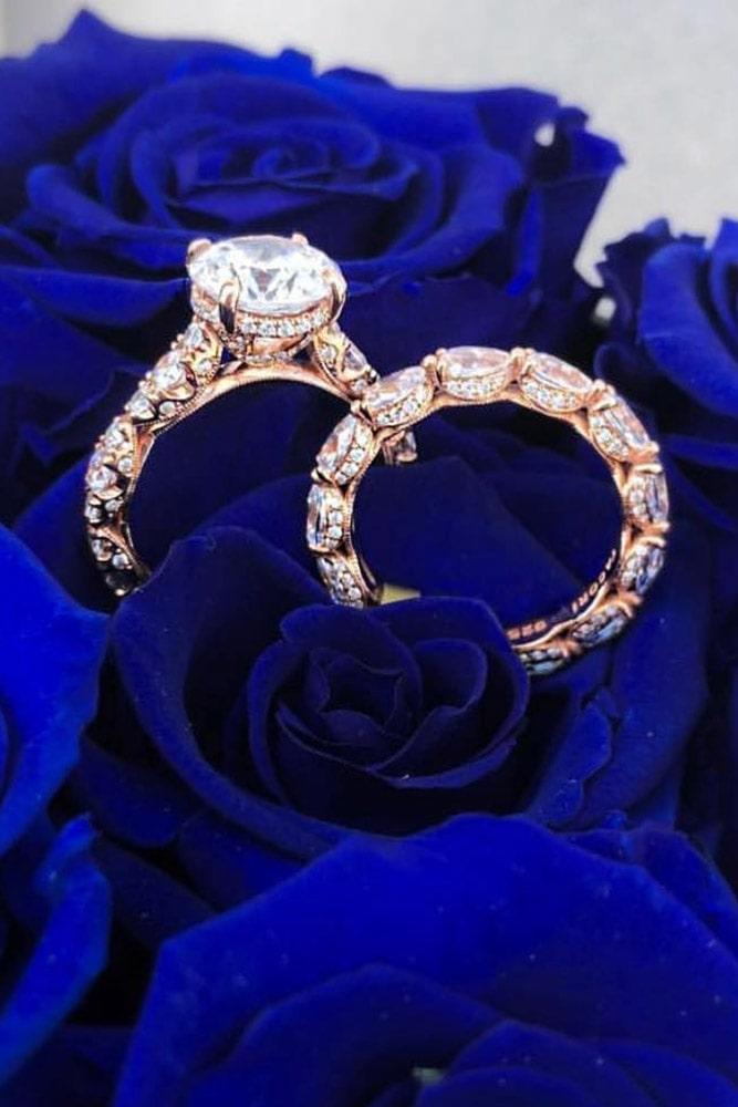 bridal sets round diamond engagement rings rose gold wedding ring sets wedding bands diamond wedding ring sets