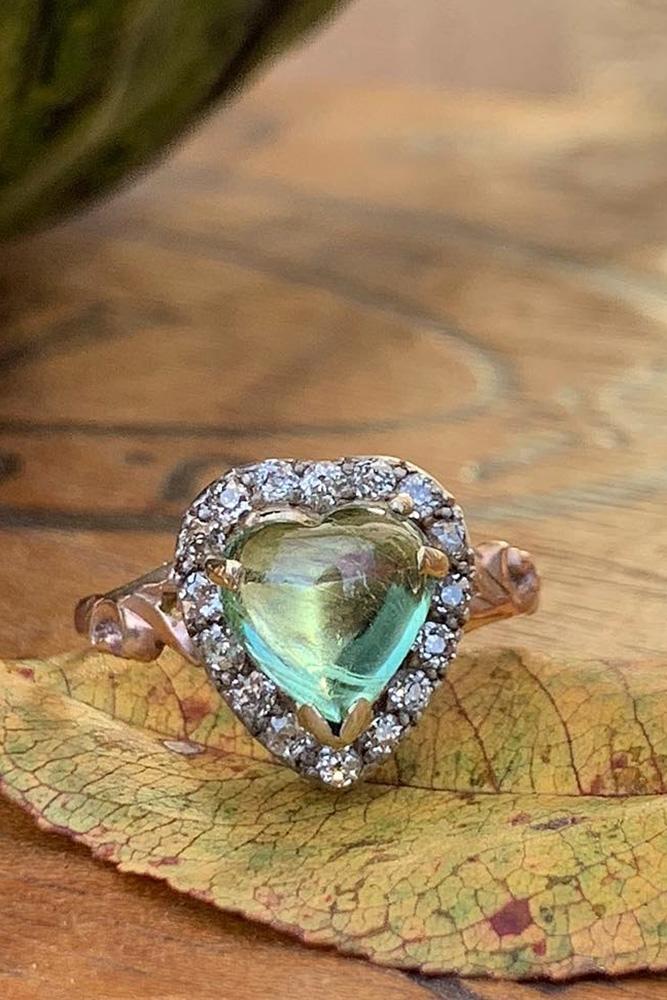 colored engagement rings unique engagement rings turmaline engagement rings heart cut engagement rings halo engagement rings