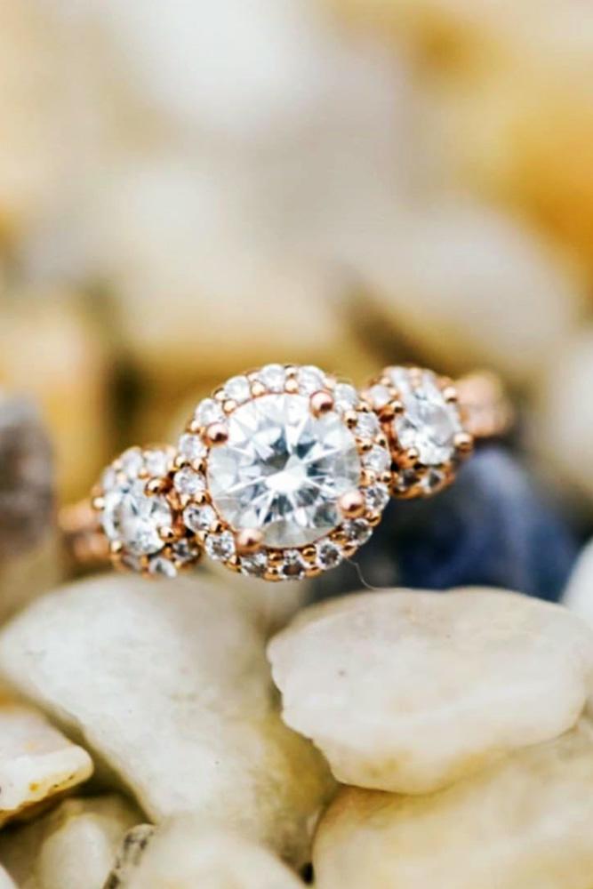 diamond engagement rings rose gold engagement rings halo engagement rings round cut engagement rings three stone engagement rings