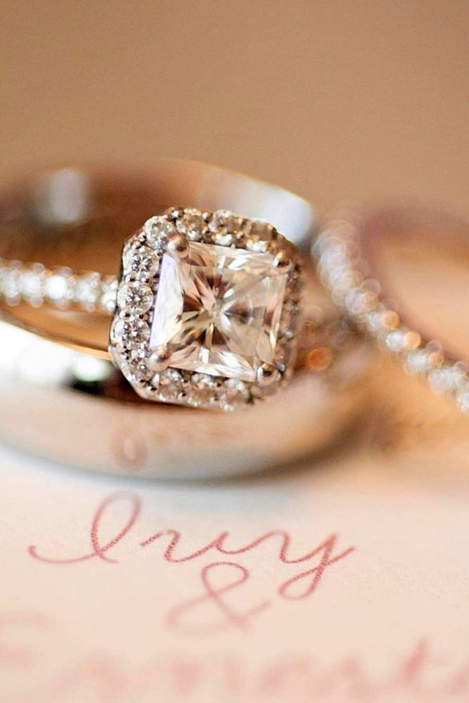 princess cut engagement rings white gold engagement ring halo ring bridal sets