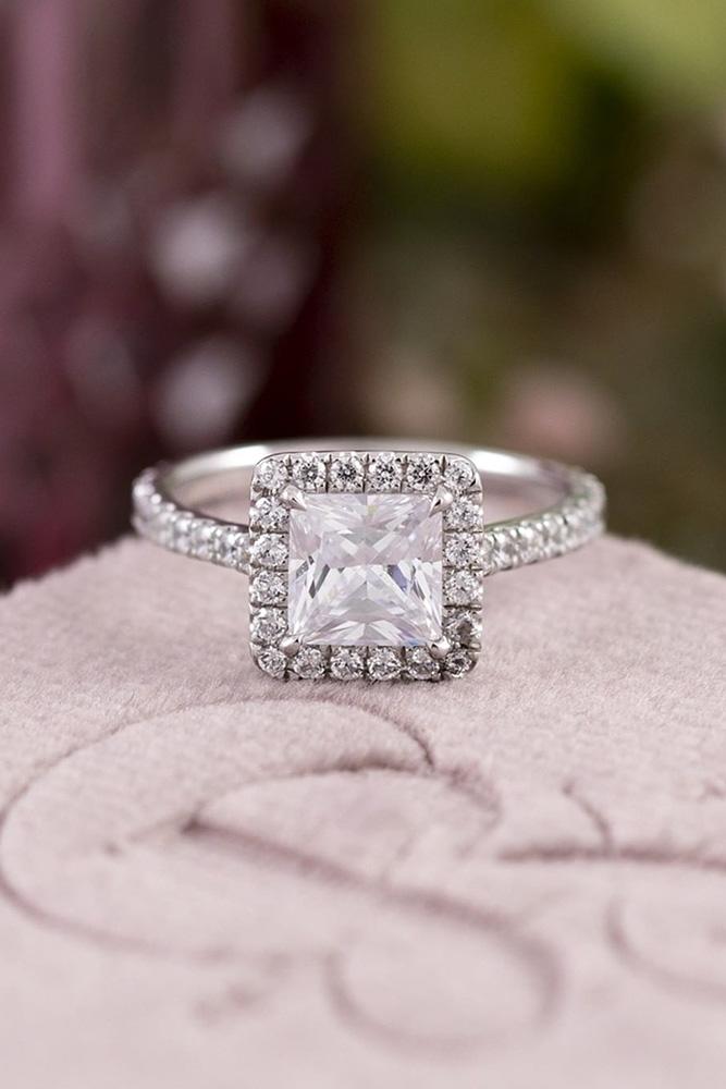 princess cut engagement rings white gold engagement ring halo ring classic ring