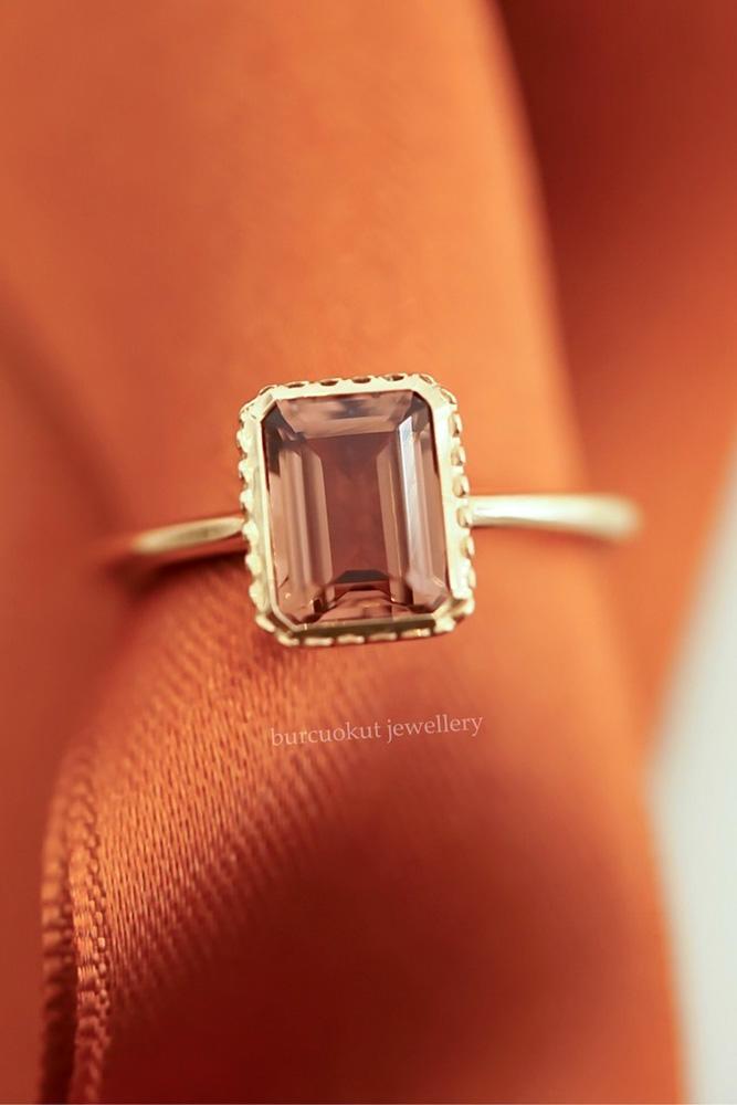 rose gold engagement rings colored engagement rings turmaline engagement rings emerald cut engagement rings