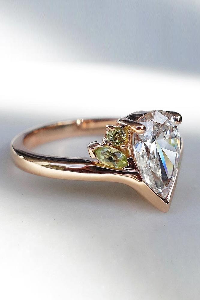 rose gold engagement rings pear cut engagement rings diamond engagement rings unique engagement ring
