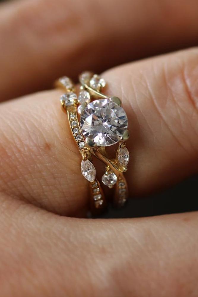 rose gold unique engagement rings floral engagement rings diamond engagement rings round diamond engagement rings