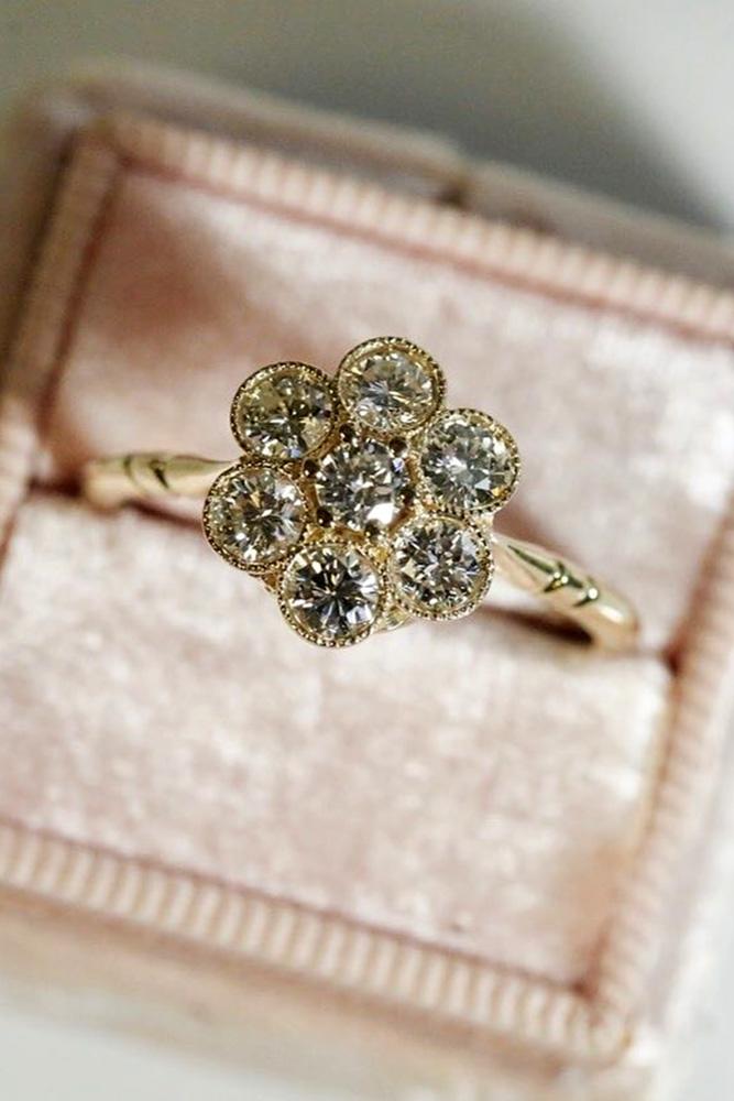 rose gold unique engagement rings floral engagement rings diamond engagement rings round diamond engagement rings ring boxes