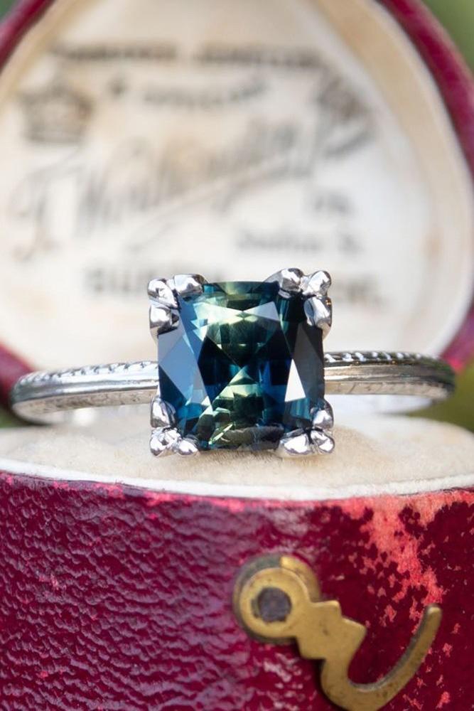 sapphire engagement rings cushion cut engagement rings white gold engagement rings solitaire rings ring boxes