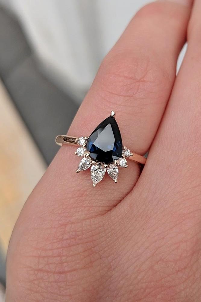 sapphire engagement rings rose gold engagement rings unique engagement rings diamond engagement rings pear shaped sapphire rings