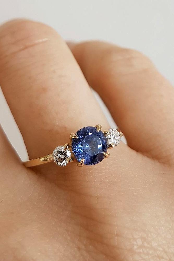 sapphire engagement rings round sapphire engagement rings rose gold engagement rings three stone sapphire rings